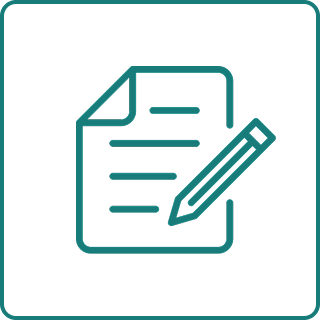 書類にペンで記入するアイコン